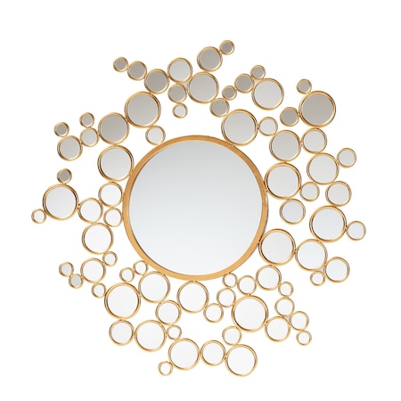Baxton Studio Castiel Modern Glam and Luxe Antique Goldleaf Metal Bubble Accent Wall Mirror 229-12933-ZORO